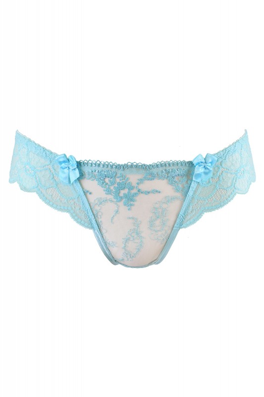 V-10128 - Tanga dentelle bleu azur | Axami