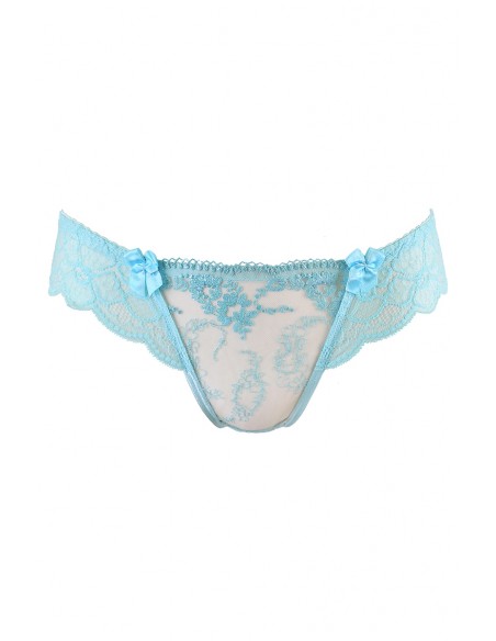 V-10128 - Tanga dentelle bleu azur | Axami