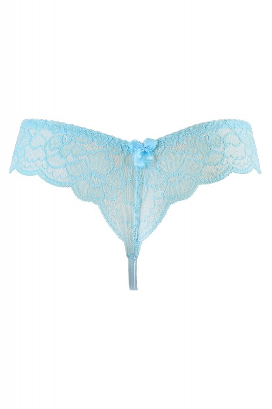 V-10128 - Tanga dentelle bleu azur | Axami