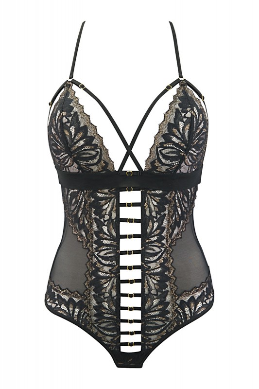 V-10100 - Body string tulle et dentelle noir | Axami