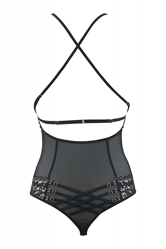 V-10100 - Body string tulle et dentelle noir | Axami