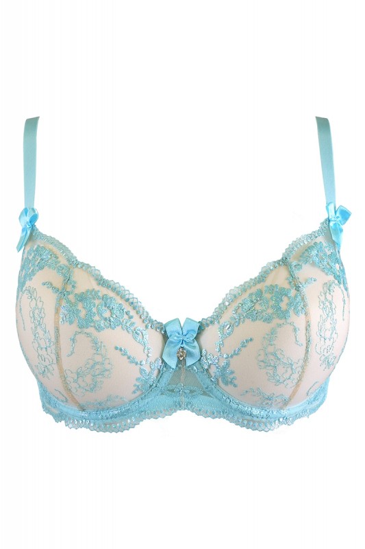 V-10131 - Soutien-gorge dentelle bleu azur | Axami