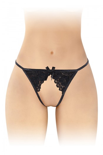 Sandra - String ficelle ouvert noir | Fashion Secret