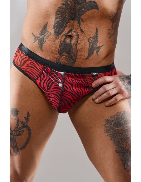 Slip Brésilien Tulle Zébré Noir & Rouge - Regnes | Regnes Slip Brésilien Tulle Zébré Noir & Rouge - Regnes | Regnes