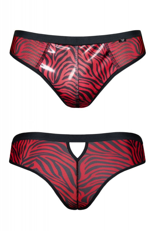 Slip Brésilien Tulle Zébré Noir & Rouge - Regnes | Regnes