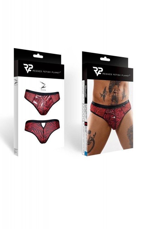 Slip Brésilien Tulle Zébré Noir & Rouge - Regnes | Regnes
