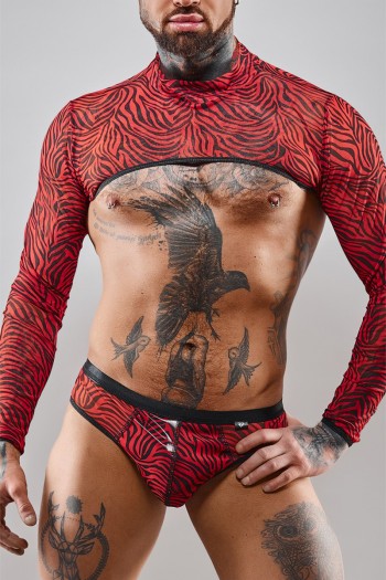 Crop Top Tulle Zébré Noir & Rouge - Regnes | Regnes