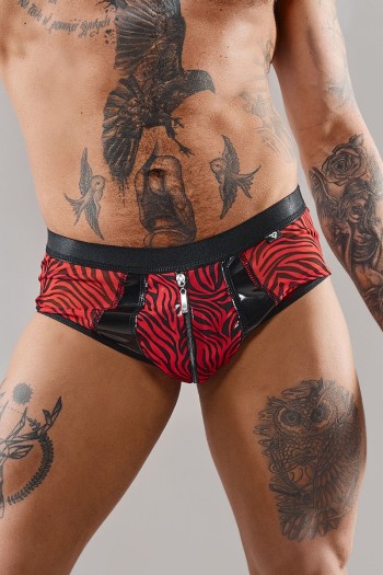 Shorty à Zip en Tulle Zébré Noir & Rouge - Regnes | Regnes