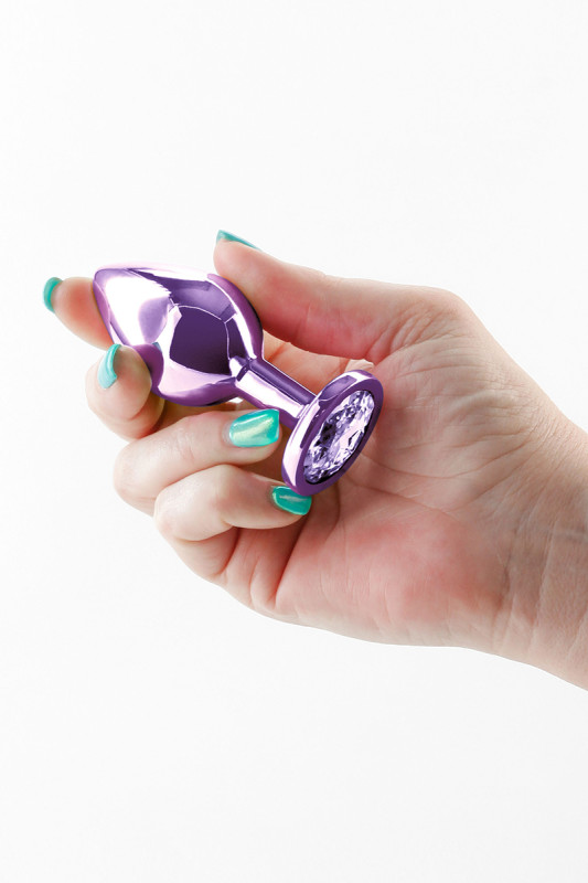 Plug Anal Chromé Violet avec Strass - M | NS Novelties