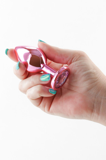 Plug Anal Chromé Rose avec Strass - M | NS Novelties 2