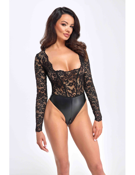 Psyché - Body F296 wetlook et dentelle | Noir HandMade Psyché - Body F296 wetlook et dentelle | Noir HandMade