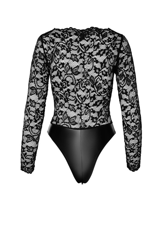 Psyché - Body F296 wetlook et dentelle | Noir HandMade