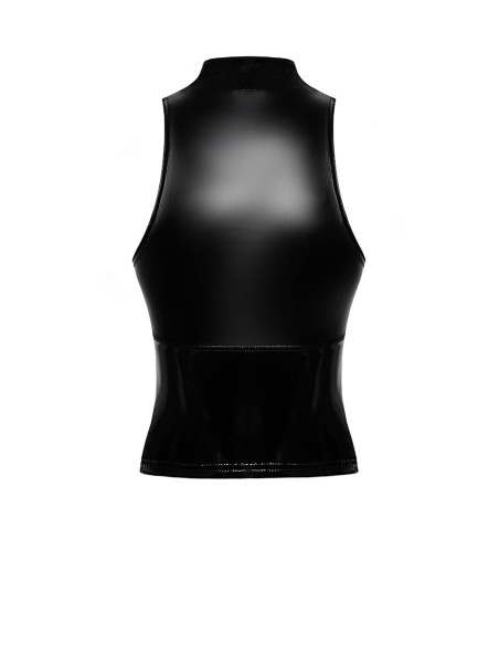 F324 - Top zippé Glam vinyle et wetlook | Noir HandMade F324 - Top zippé Glam vinyle et wetlook | Noir HandMade