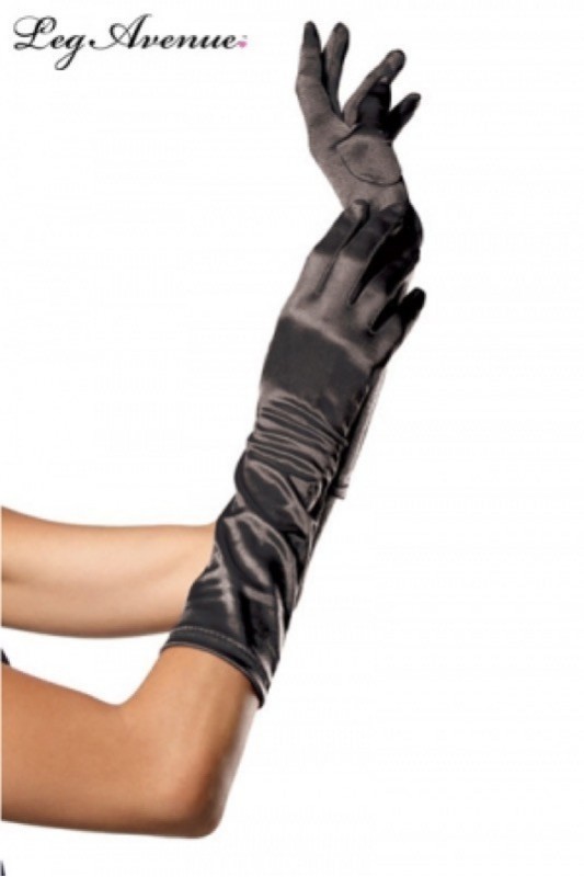 Gants satinés noirs mi-longs Gants satinés noirs mi-longs
