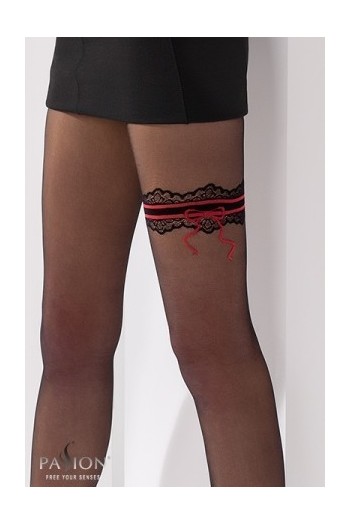 Collants jarretière unique - TI024 Noir | Passion bas et collants