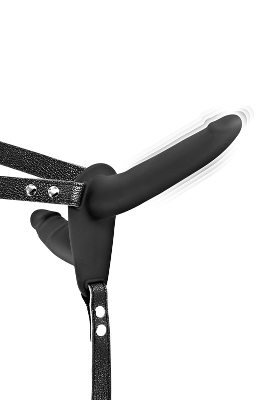 Gode ceinture noir double et vibrant | Fetish Tentation