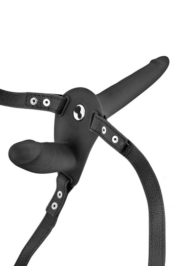 Gode ceinture noir double et vibrant | Fetish Tentation 2